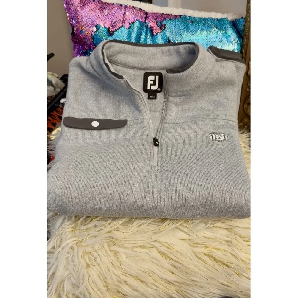 FootJoy FJ 1/4 Zip Fleece Golf Vest Men's Size Medium Gray Pullover Snap Pocket
